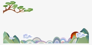 Cartoon River Sunrise Landscape Transparent - Portable Network Graphics