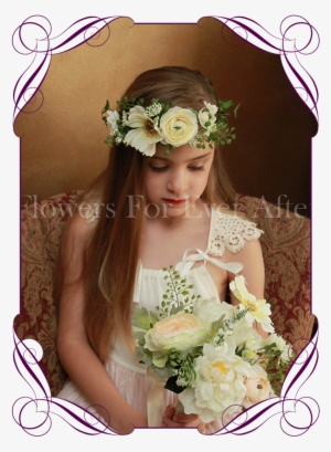 Silk Artificial White Boho Wedding Flower Girls Posy - Flower