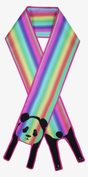 Mini Rainbow Stripes Panda Twilly Silk Scarf