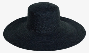 Wide Brim Flat Top In Black Straw - Costume Hat