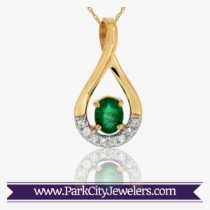 Emerald Tear Drop Shaped Pendant - Mocha Diamond And Diamond Stackable Band