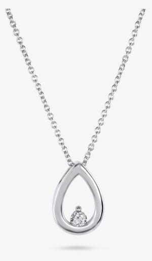 14k Wg Teardrop Diamond Necklace - Silver H Necklace
