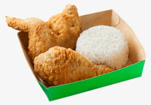 Enjoy Two Hot And Crispy Pieces Of Fried Chicken Paired - 2 Pieces Fried Chicken Rice Png