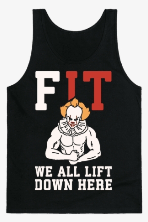 Fit We All Lift Down Here Parody White Print Tank Top - We All Lift Down Here T Shirt