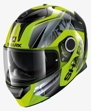 1 Spartan Blank Blk 34lfront He3430 - Shark Spartan Karken Integral Helmet - Neon-yellow/grey/black
