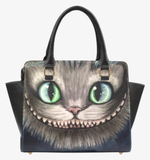Cheshire Cat Face Print Pu Leather Designer Handbags - Handbag