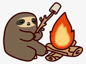 Sloth Fire Animal Marshmallow Camping Tumblr - Campfire Sloth