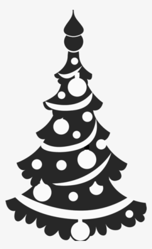 Garland Christmas Tree Rubber Stamp - Christmas Tree With Ornaments Silhouette