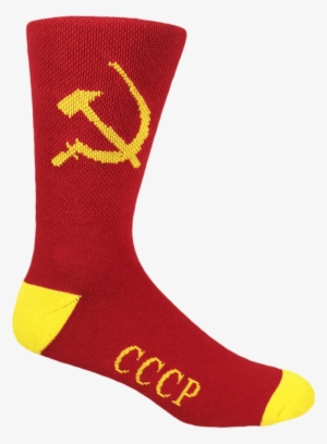 Red And Yellow Cccp Soviet Hammer And Sickle - Sock