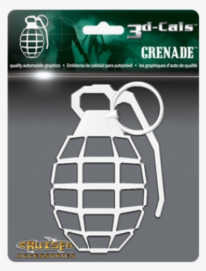 3d-cals Grenade, Chrome - 3d-cal Grenade Vehicle Decal Chrome Plated Plastic