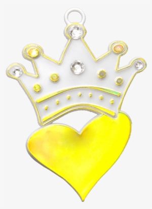 3″ Crown Heart Charm With Rhinestones White/ Metallic - Heart
