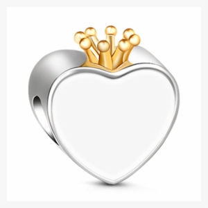 "happy Crown" Gold Plated Crown Heart Design Engravable - Charm Bracelet
