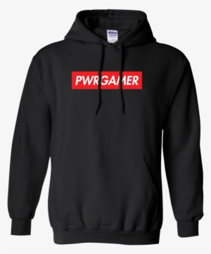 Pwr Gamer Box Logo Hoodie - Gildan Black Hoodie Front