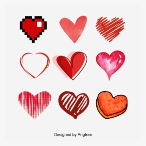 Vector Hand-drawn Heart, Heart Clipart, Vector, Hand - Pixel Heart