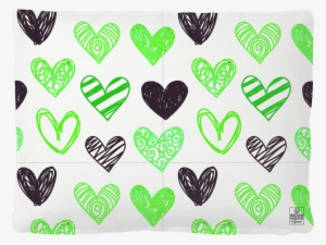Hand Drawn Hearts Dog Bed - Corazones Negros Y Dorados