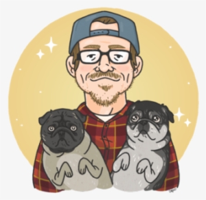 Here's A Nice Art Commission Of Jeff And His Two Pug - Pug