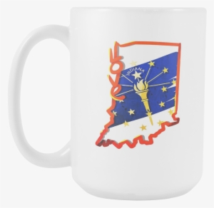 Love Indiana State Flag Map Outline 15oz Mug - Mug
