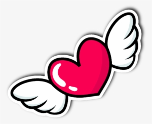 Heart With Wings Vinyl Die Cut Sticker - Love Sticker Heart Png