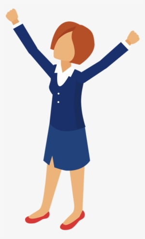 Cartoon Business Woman With Hands Up