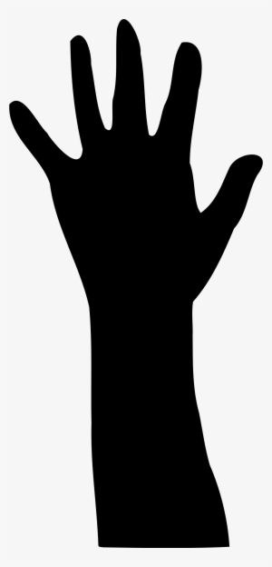 Raised Hand In Silhouette - Clip Art