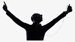 Hands Up Headphones - Person Listening To Music Silhouette