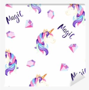 Watercolor Magical Unicorn Pattern - Background Unicorn Print
