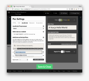 Codepen Is A Little Different From Using A Plain Html - Vue.js