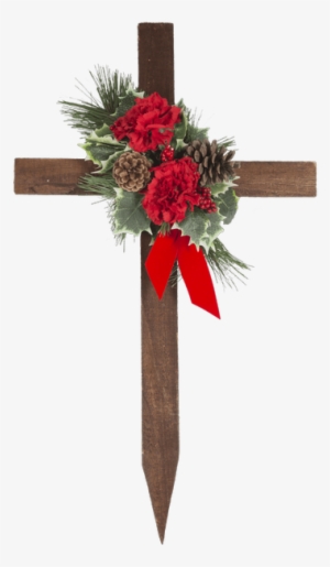 Silk 24" Wooden Cemetery Cross • - Royer's Flowers & Gifts