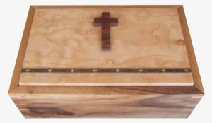 Religious Urn Made Of Curly Maple And Walnut Woods - Bible Box