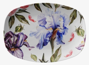 Beautiful Blue And Purple Flowers - Iris Und Rosen Watercolorblumenmuster Halstuch