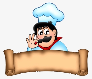 Chef With Paper Banner - Cartoon Chef