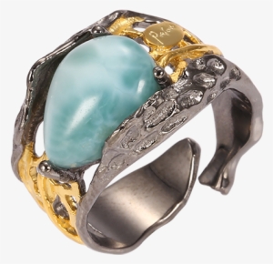 K1 Jewelry A Mermaid Tear Ring Drops Of Sea Stone Mosaic - Opal