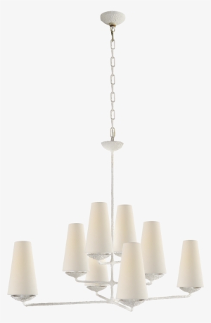 Offset Plaster Chandelier With Linen Shades - House