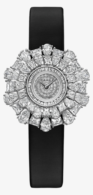 A Ladies' Diamond Watch Bearing A Sunburst Motif - Diamond Watch Black Ladies