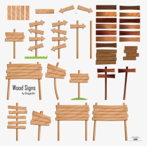 Com Free Vector Wood Signs Vector Set - Wooden Road Sign Vector