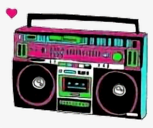 Neon Retro Boombox Vintage Stereo Freetoedit - Retro Boombox Png