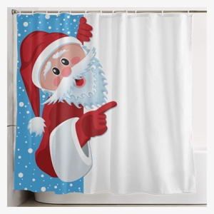 Professional Custom Shower Curtain/bath Mat - Christmas Shower Curtain Fabric Santa Claus Holiday