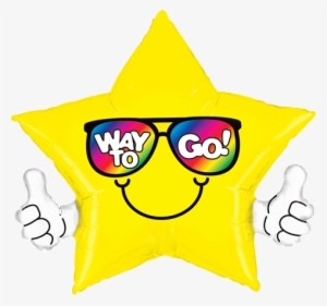32" Thumbs Up Way To Go Yellow Star Balloon Instaballoons - Way To Go Cartoon