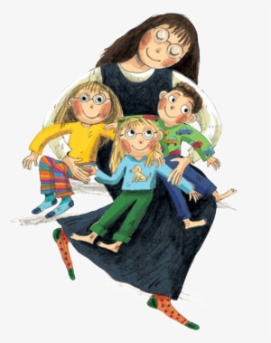 Fairy Mom And Three Kids Pattern Image - Mama Y Tres Hijos