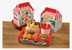 A Collection Of Kids Meal Stock Boxes - Crispy Chicken Fast Top