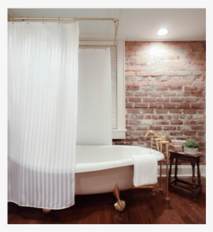 Shower Curtain Liner In Luxury Ned & Breakfast Bathroom - Window Blind