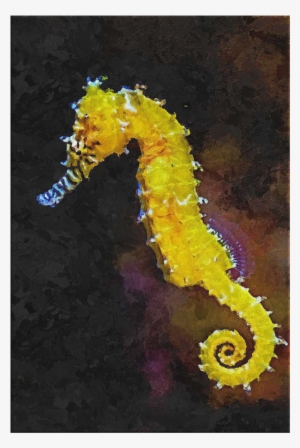 Limited Edition Seahorse Palette Knife Painting Print - Yellow Seahorse