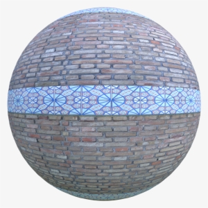 Seamless Brick Wall With Blue Ceramic - Brick