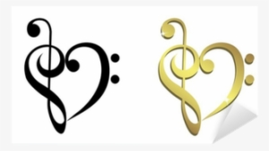 Heart Formed Of Treble Clef And Bass Clef Sticker • - Treble Clef Bass Clef Heart
