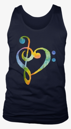 Watercolor Rainbow Heart Bass Clef T-shirt - T-shirt
