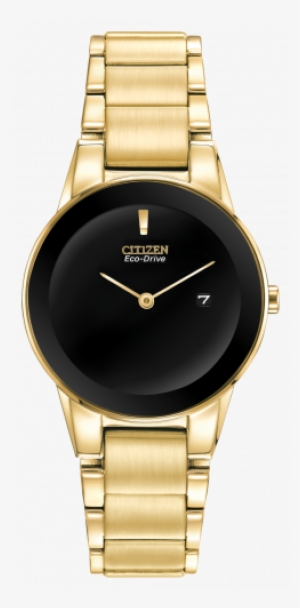 Citizen Ladies' Axiom Yellow Metal Watch With Black - Citizen Gold And Black Watch