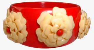 Vintage Amazing Candy Cane Red Celluloid Bangle Bracelet - Bracelet