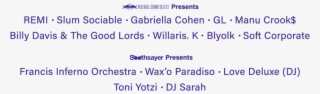 Copresents Web Lineup - Number