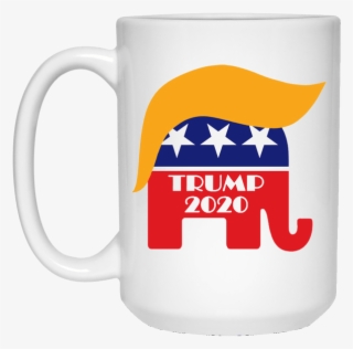 White Mug Re-elect President Trump 2020 Gop Elephant - Republican Elephant With Trump Hair