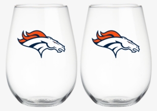 Denver Broncos 2 Pack Stemless Wine Glasses - Denver Broncos Static Cling Decal